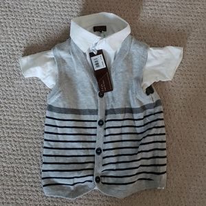 Boys polo shirt and button down vest NWT